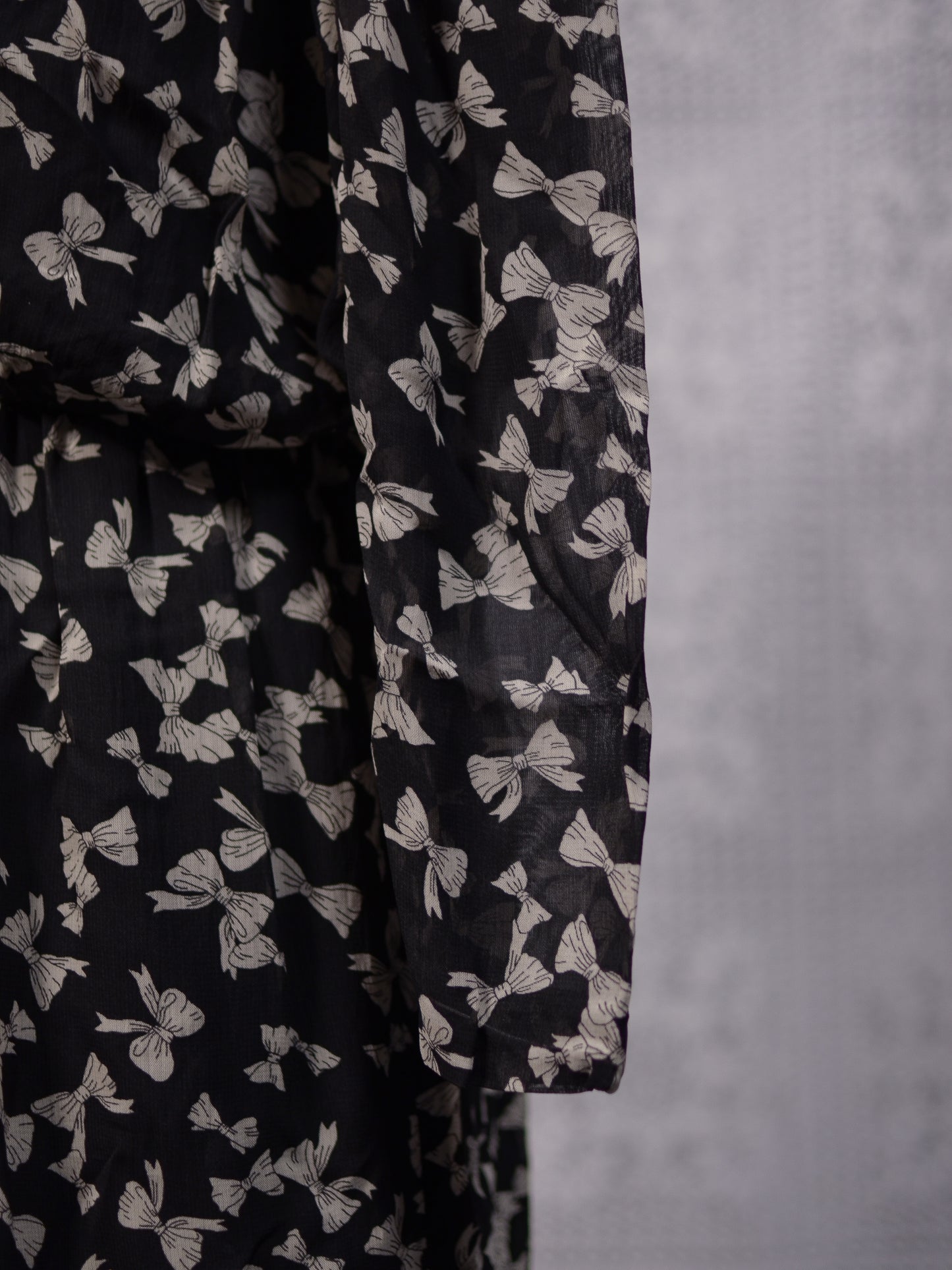 1980s black and white bow print blouson midi party dress