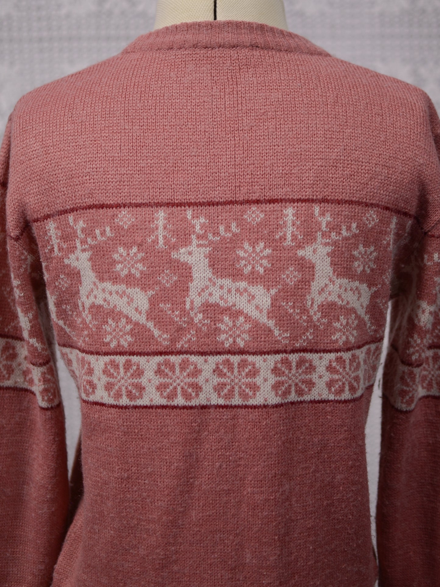 1970s St Michael pink festive christmas reindeer jumper
