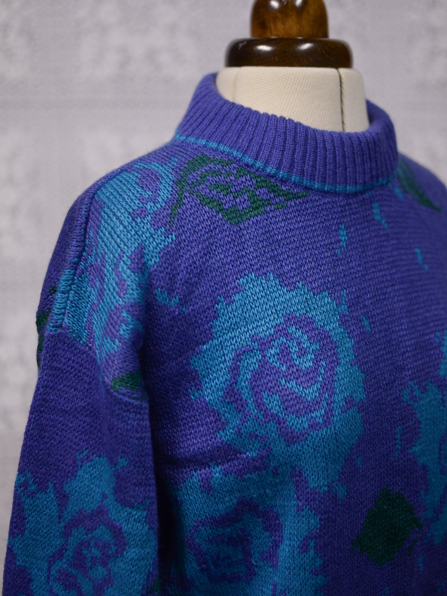 1980s Next purple and blue floral paisley jumper