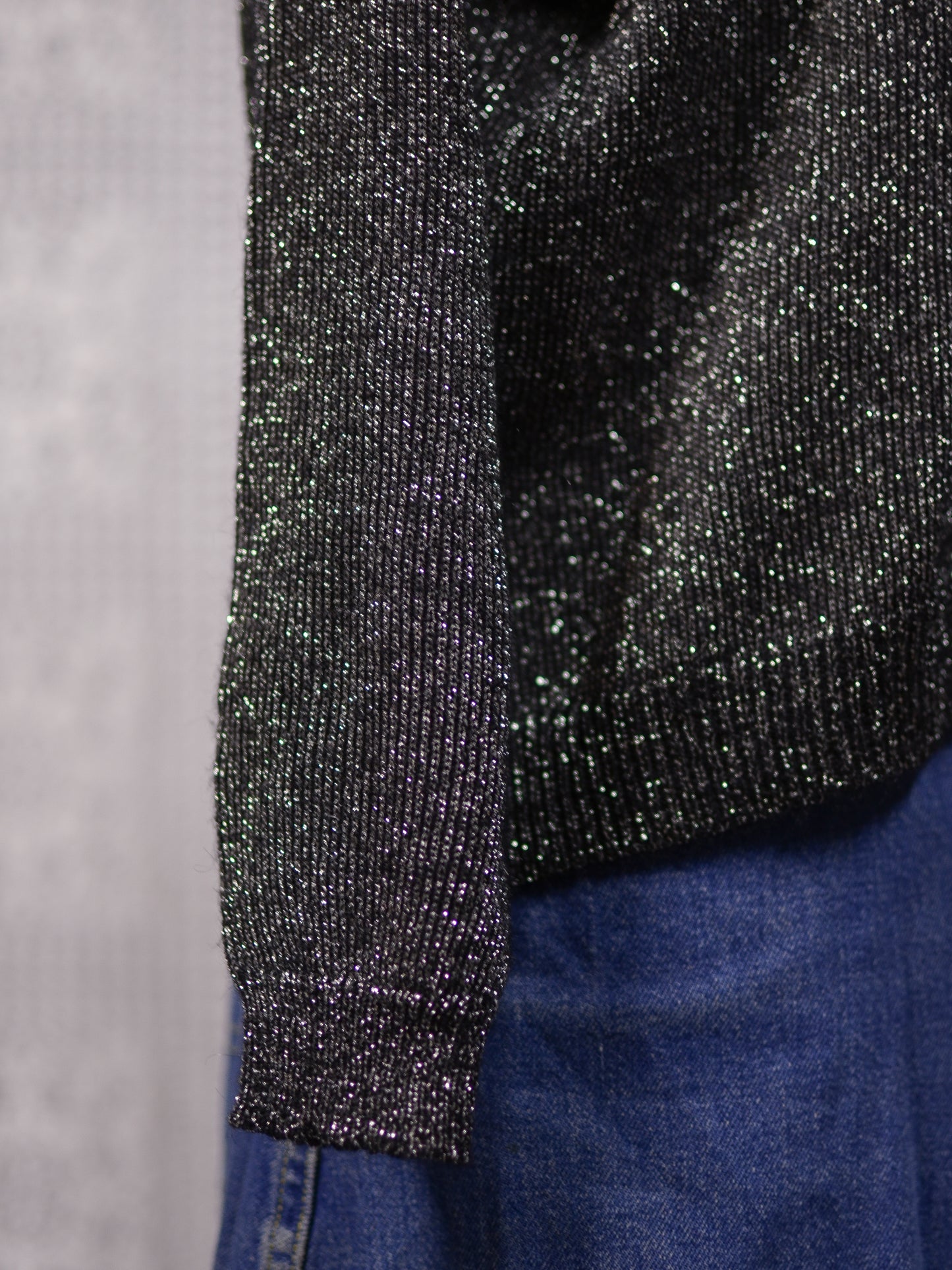 1980s silver glittery collared cropped jumper