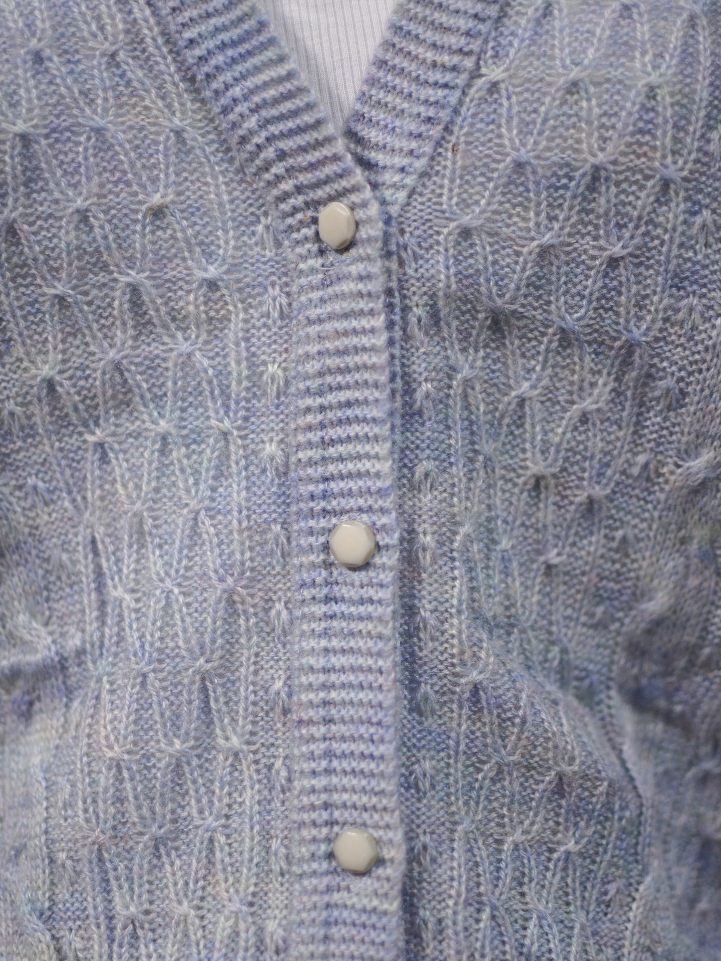 1980s St Michael blue and lilac cable knit cardigan