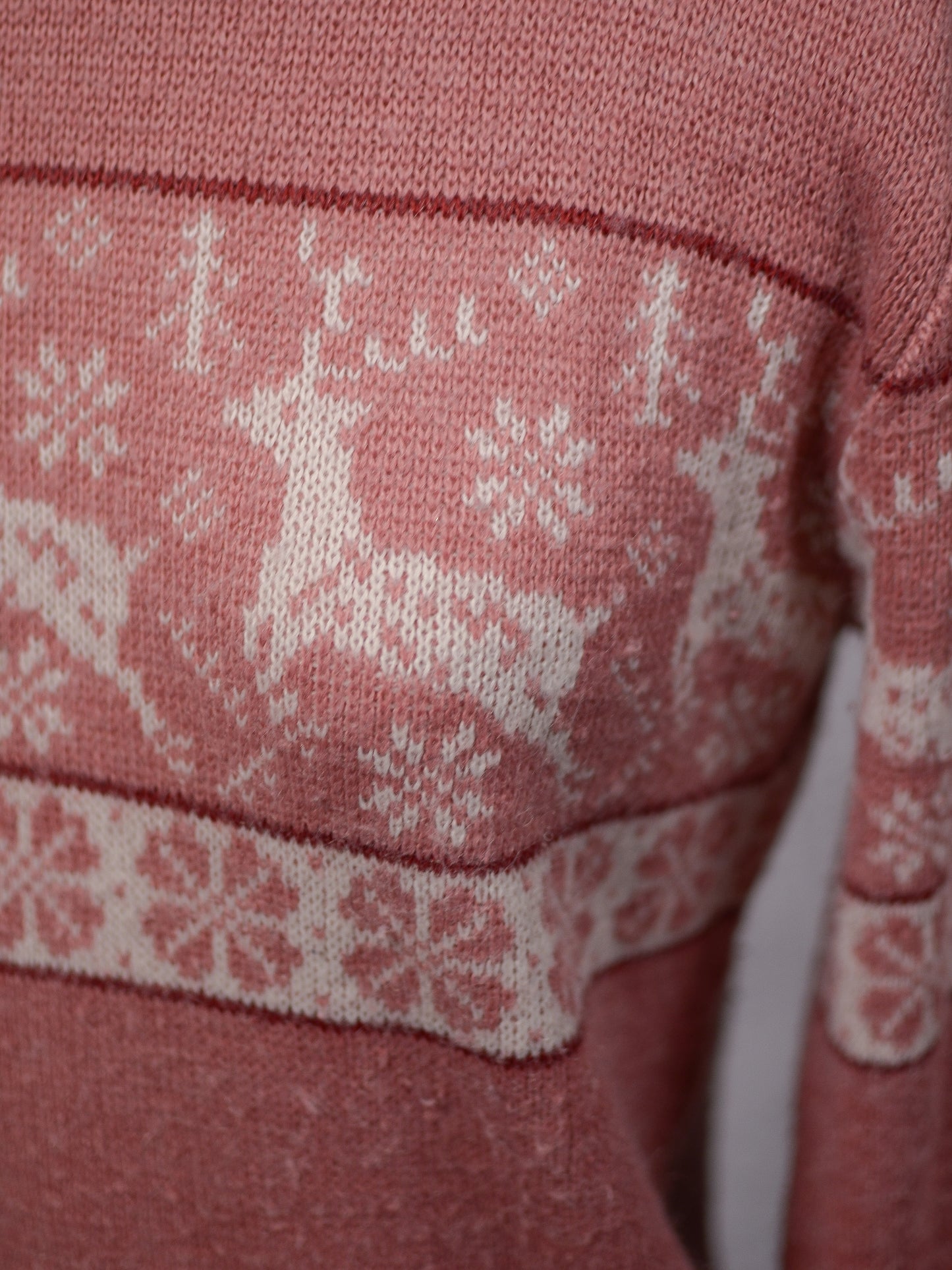 1970s St Michael pink festive christmas reindeer jumper