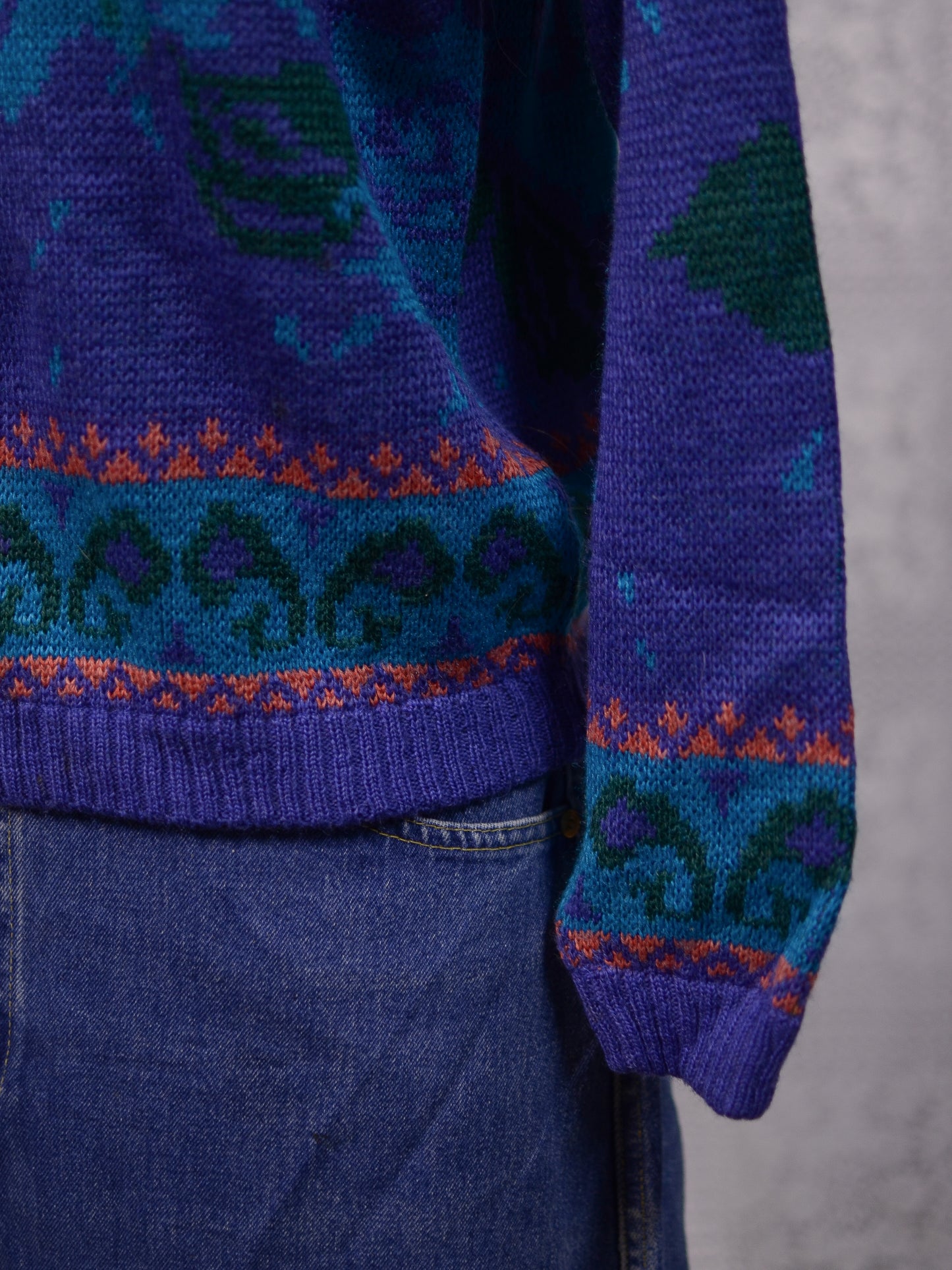 1980s Next purple and blue floral paisley jumper