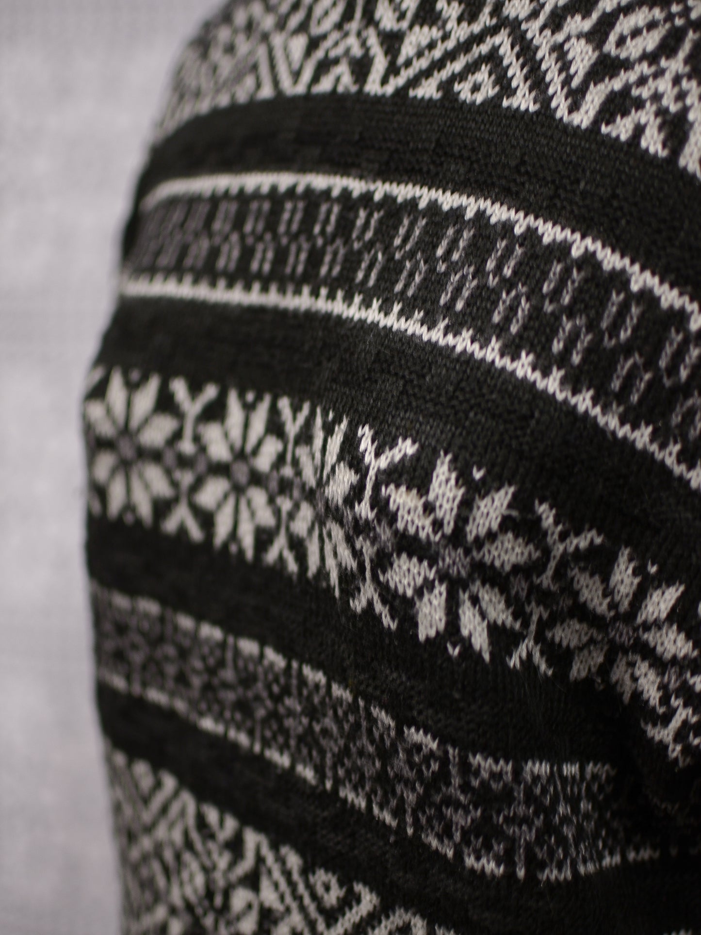 1990s St Michael black and white snowflake nordic striped roll neck jumper