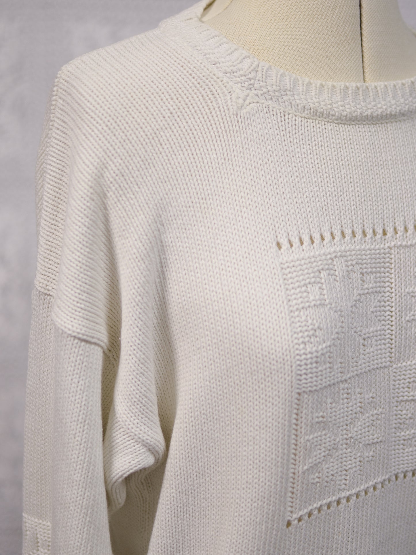 1990s St Michael white snowflake pattern square neck jumper