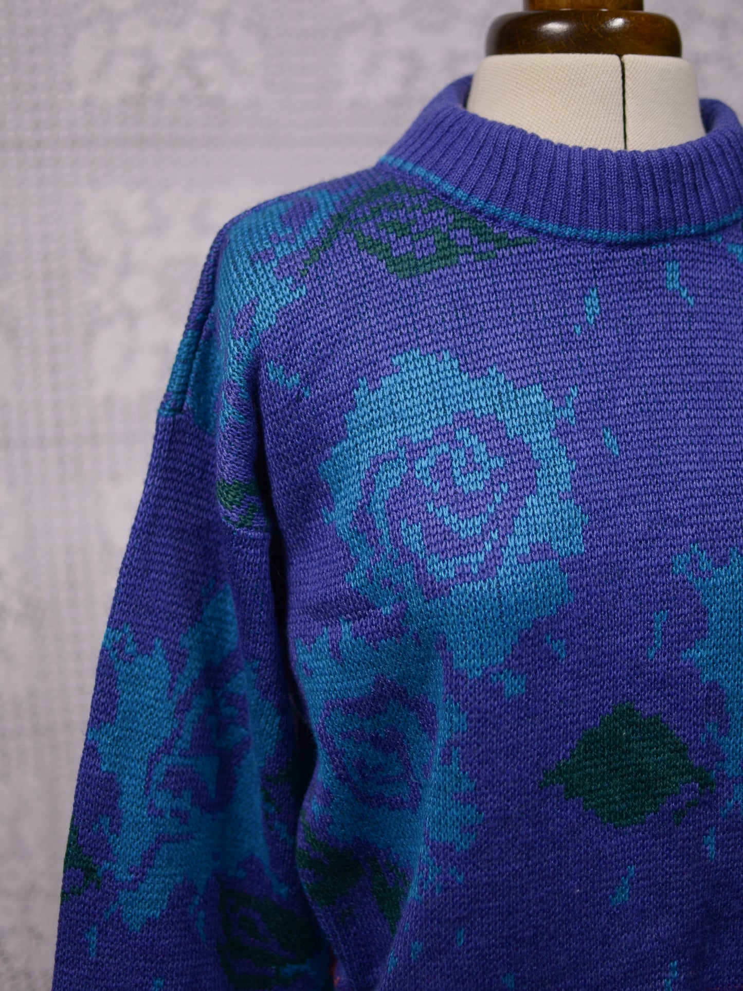 1980s Next purple and blue floral paisley jumper