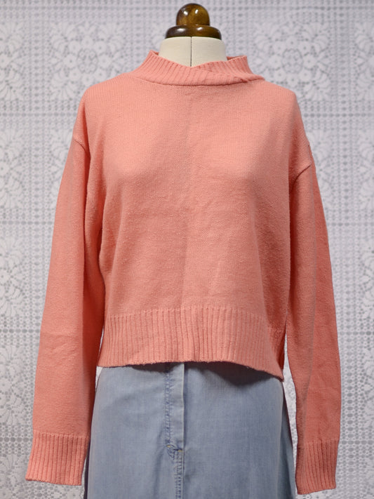 1980s Topshop salmon pink cropped jumper