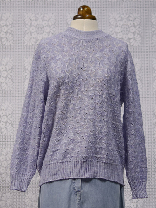 1990s lilac purple long sleeve patterned jumper