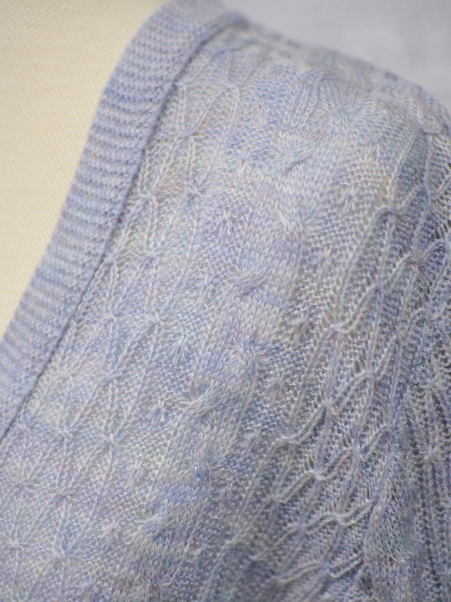 1980s St Michael blue and lilac cable knit cardigan