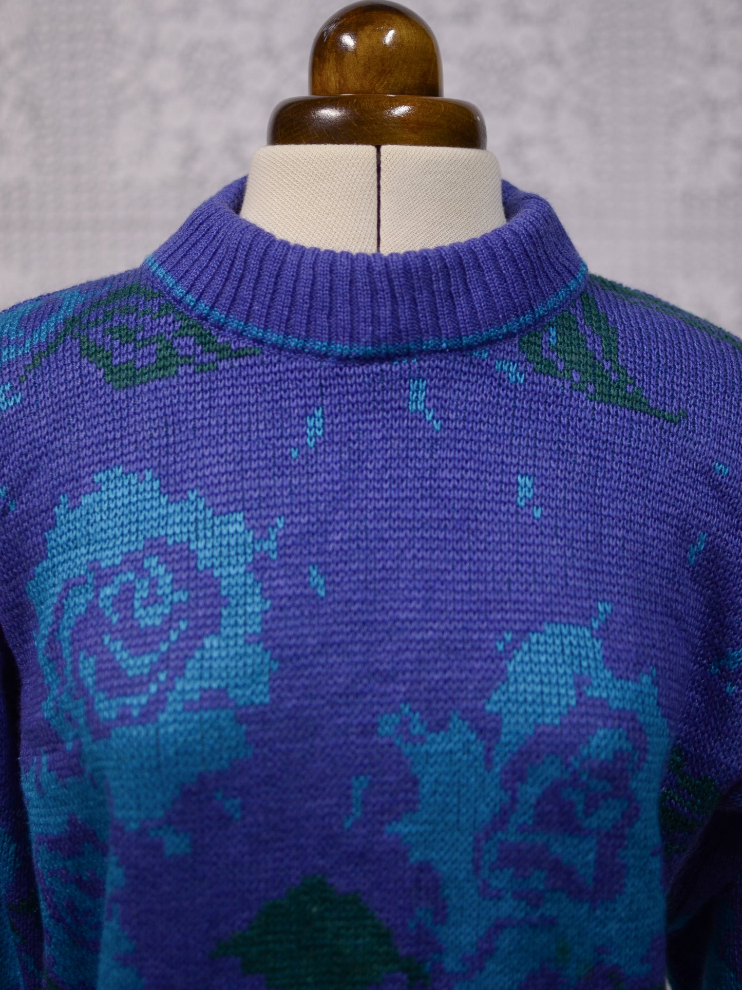 1980s Next purple and blue floral paisley jumper