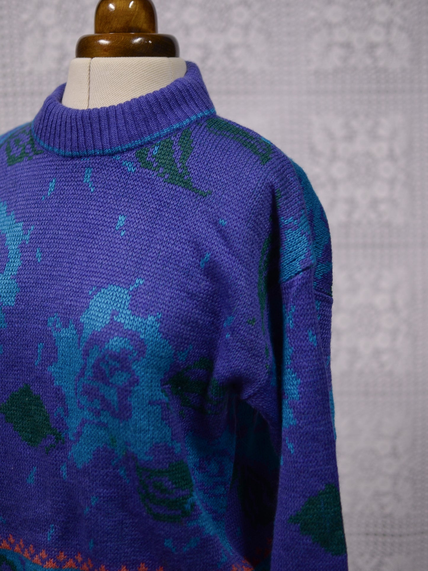 1980s Next purple and blue floral paisley jumper