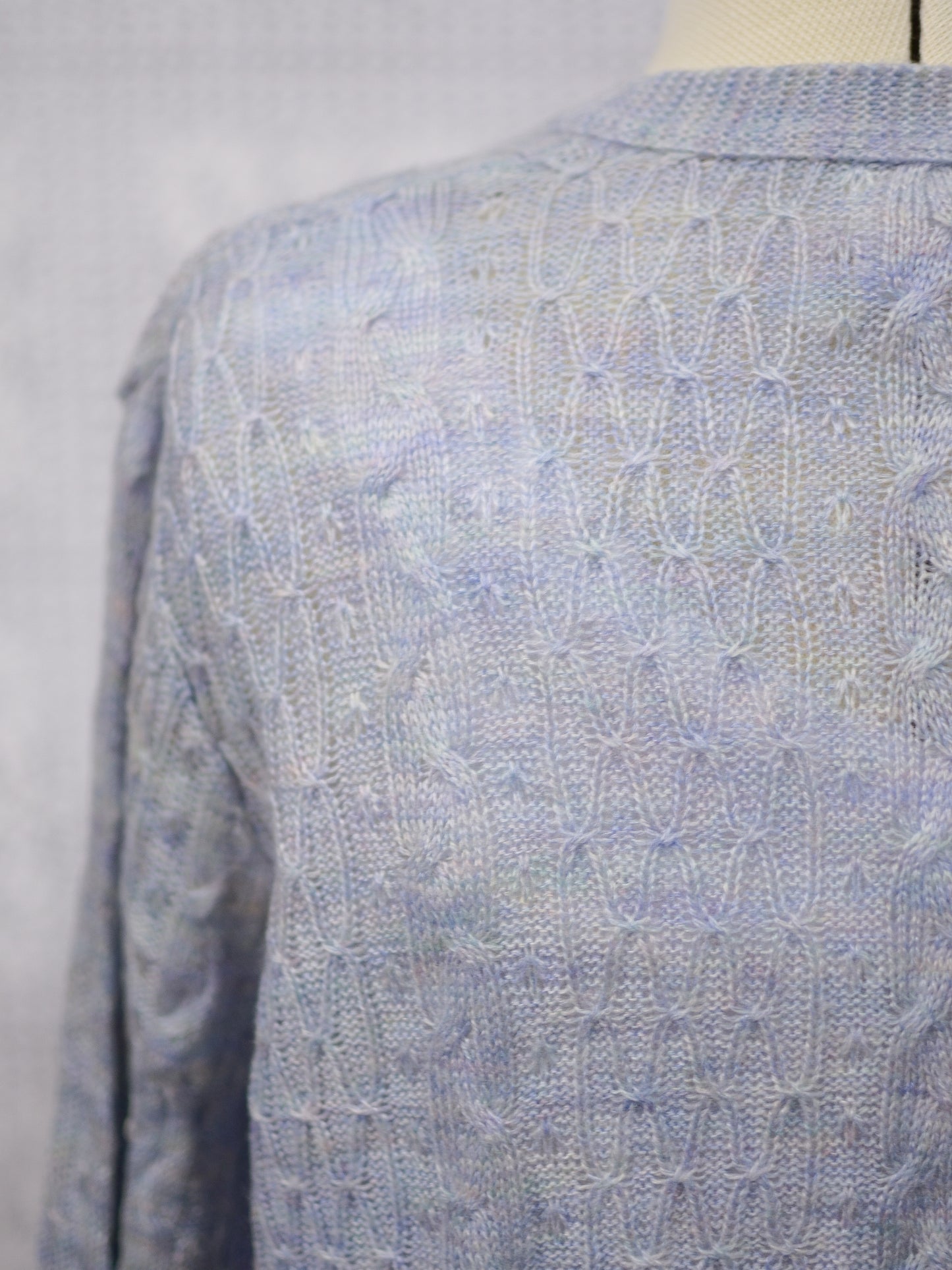 1980s St Michael blue and lilac cable knit cardigan