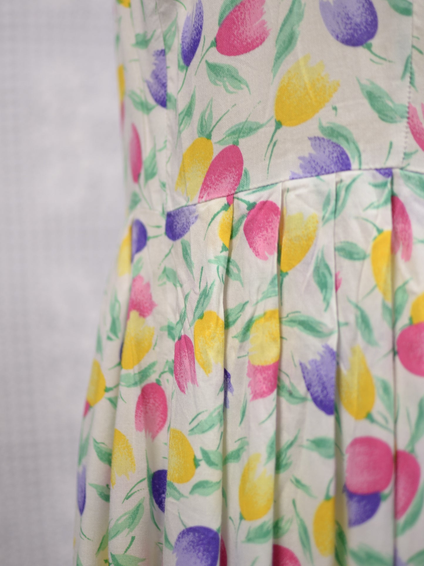 1990s St Michael colourful tulip print button through sleeveless midi dress