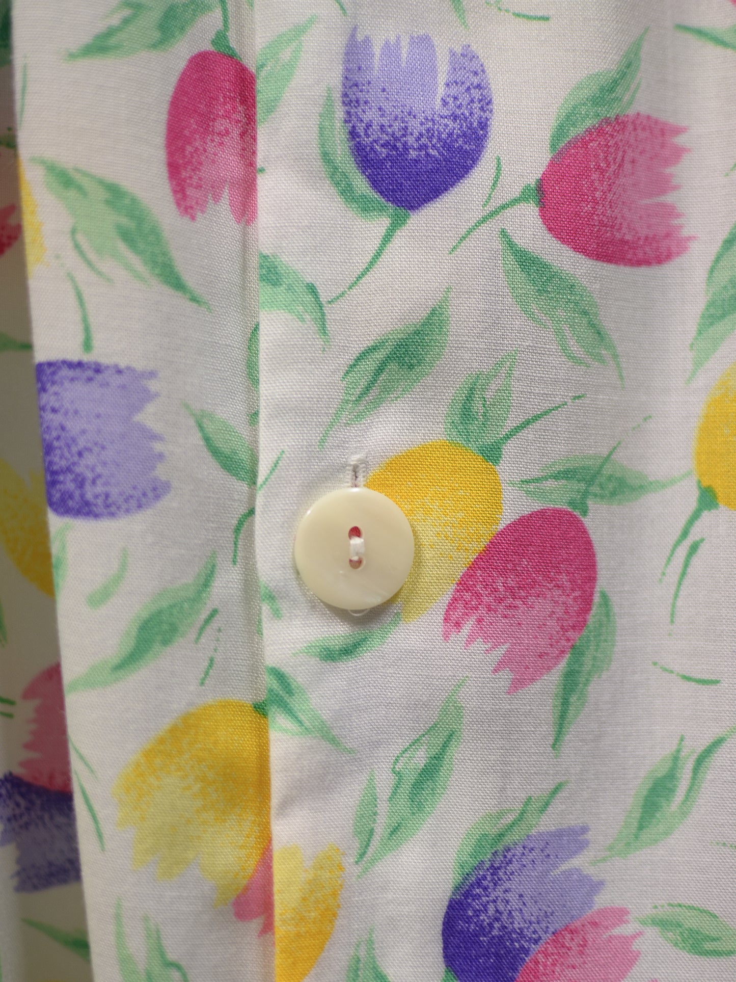 1990s St Michael colourful tulip print button through sleeveless midi dress