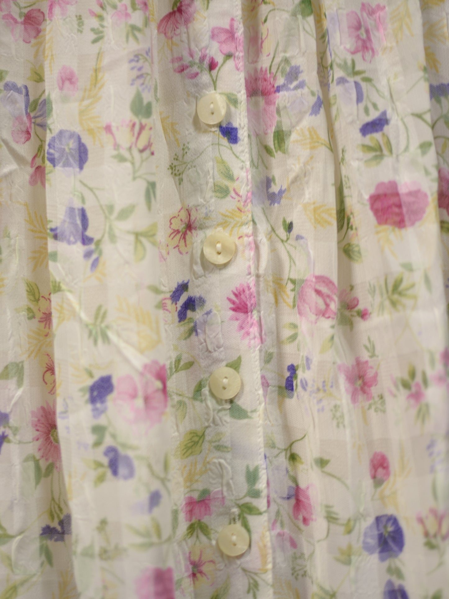 Y2K St Michael cream and pink gingham floral button through short sleeve maxi dress