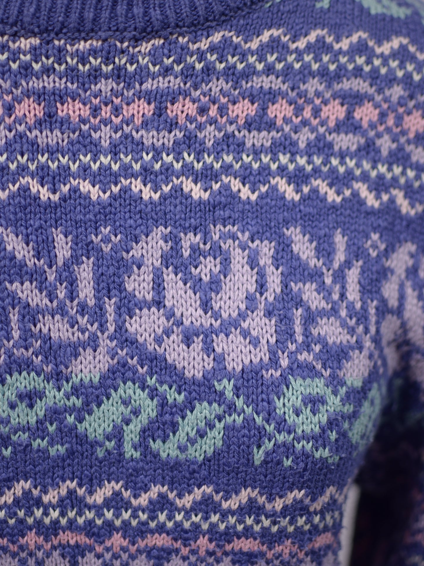 1990s Laura Ashley blue, pink and lilac rose print striped cotton jumper
