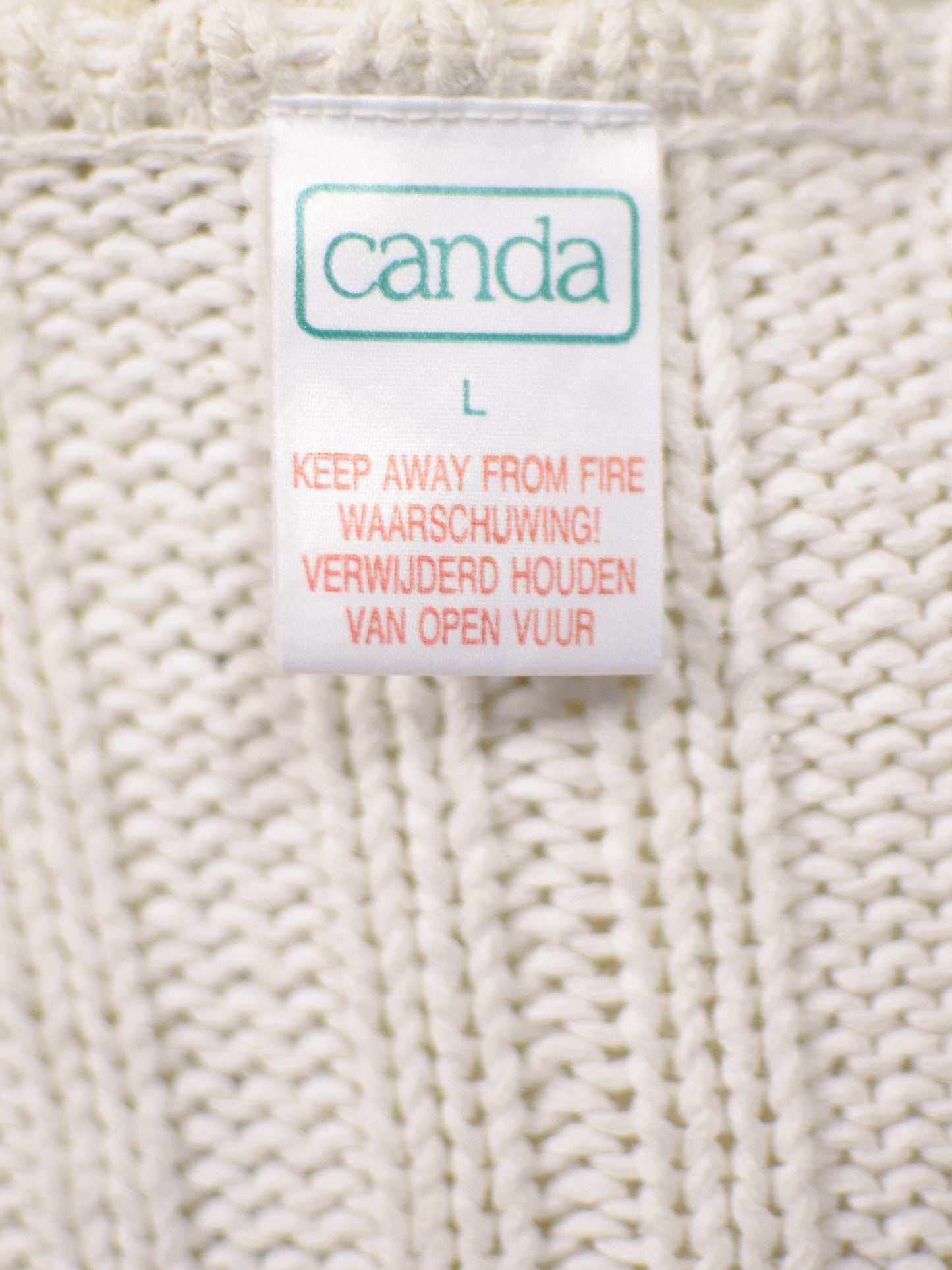 1990s C&A Canda white cropped cable knit cotton cardigan with wooden buttons