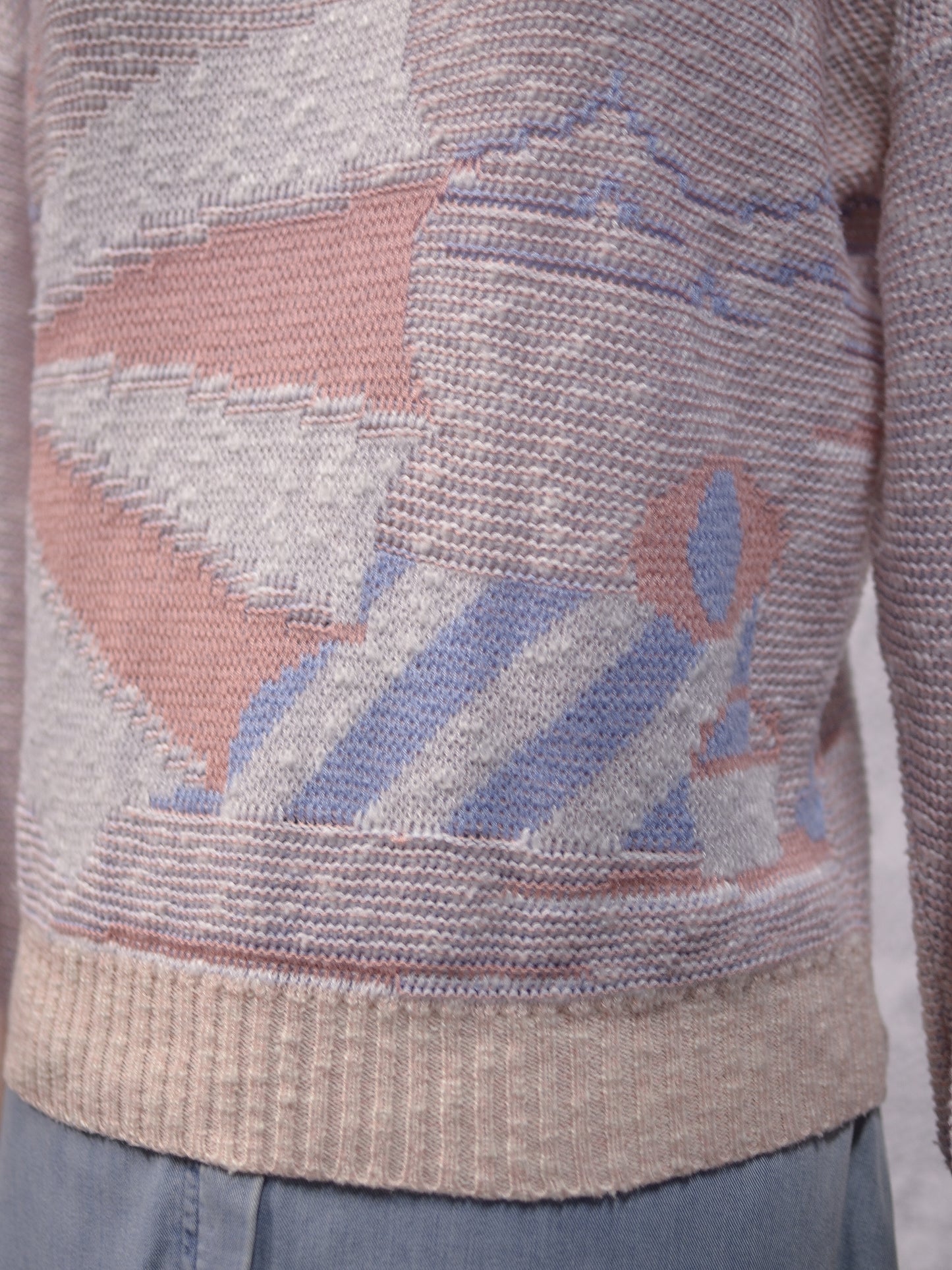 1980s pink and blue beach pattern jumper
