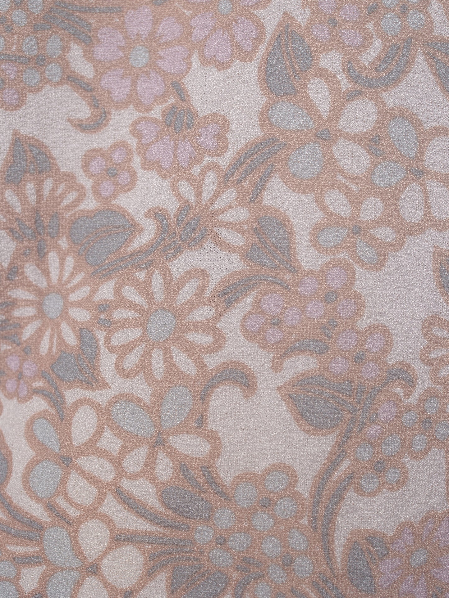 1970s cream, brown and pink floral turtleneck long sleeve jumper