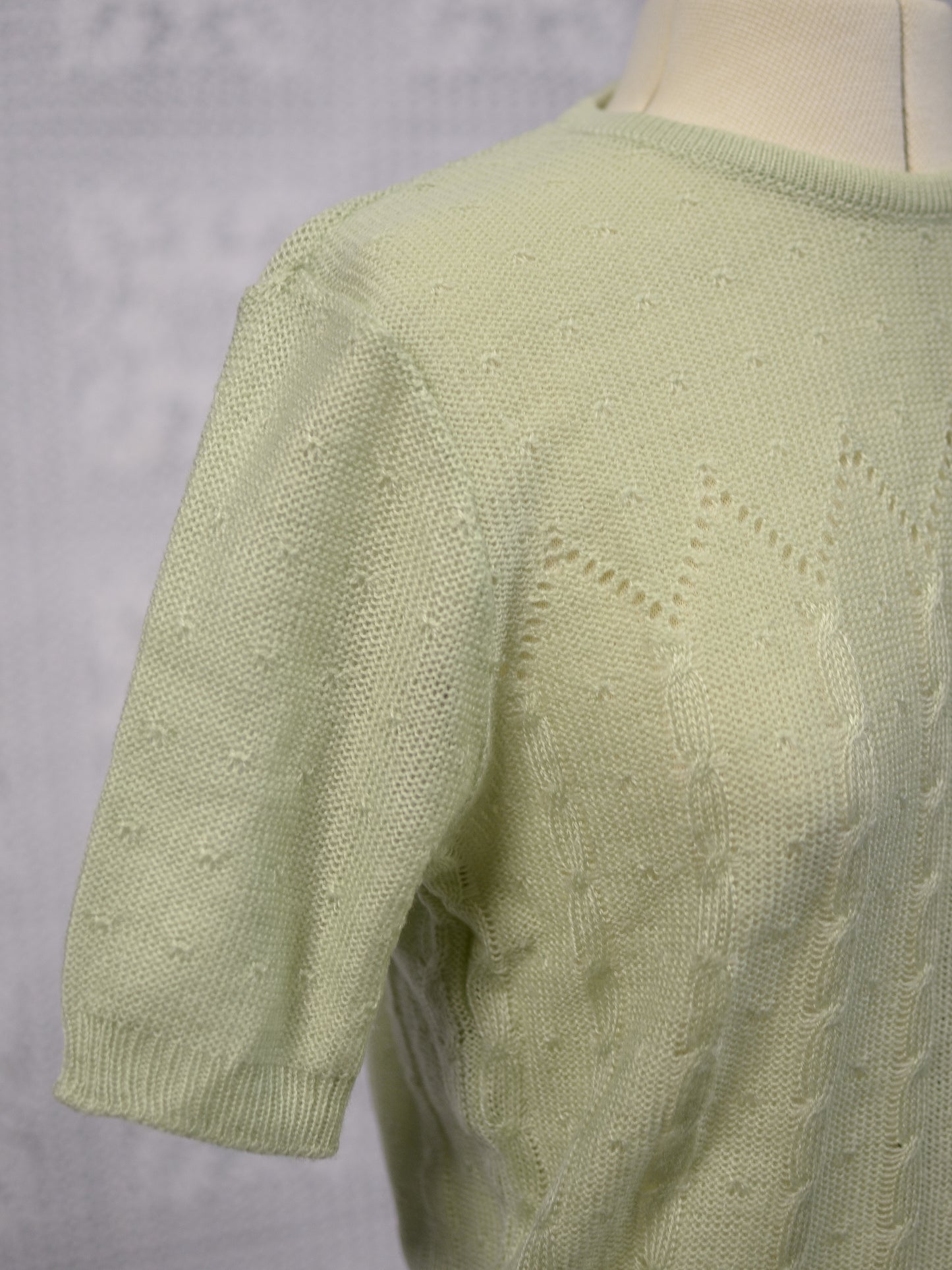 1980s St Michael light green short sleeve lace knit jumper