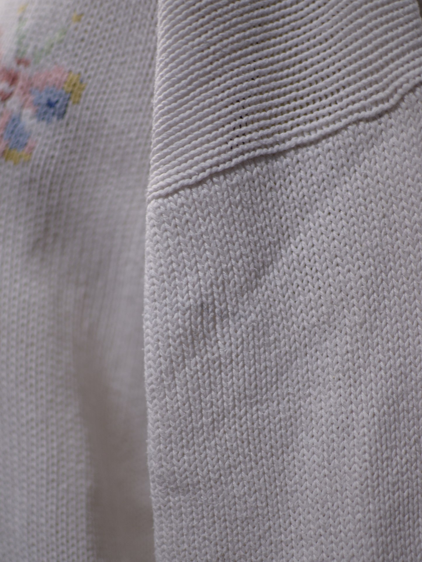 1990s Tulchan white floral and butterfly cotton jumper