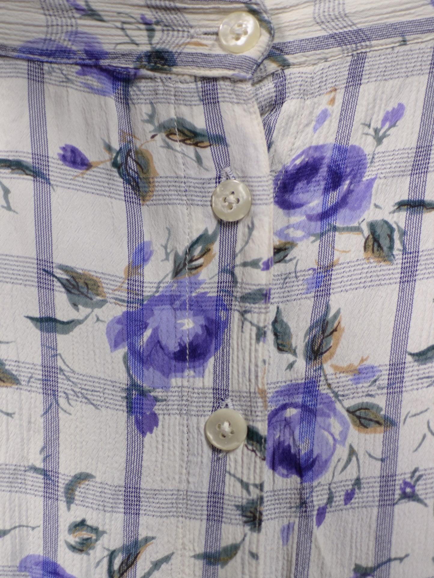 1990s C&A white and purple rose print button through maxi skirt