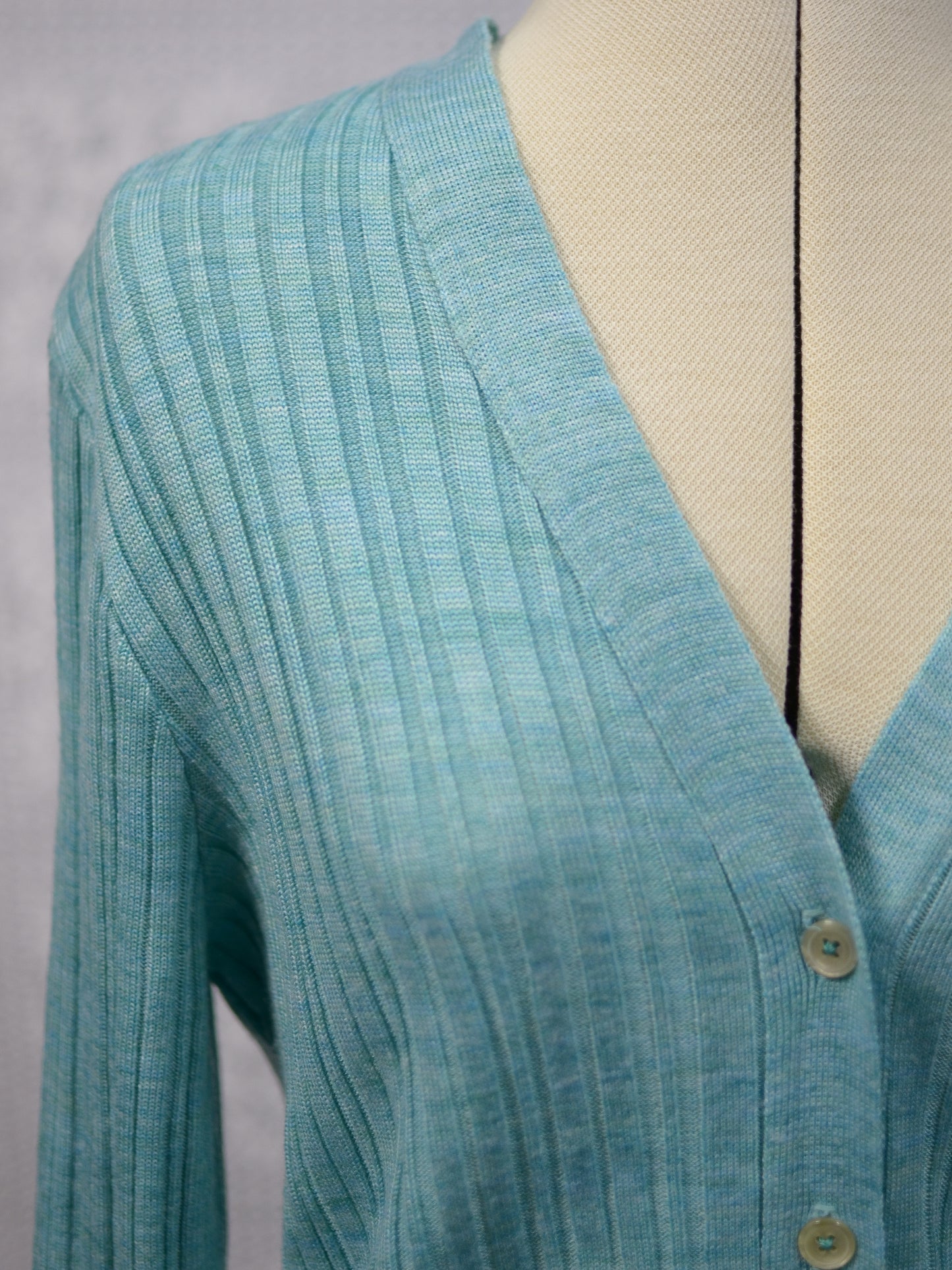 1980s St Michael mint green long line ribbed cardigan