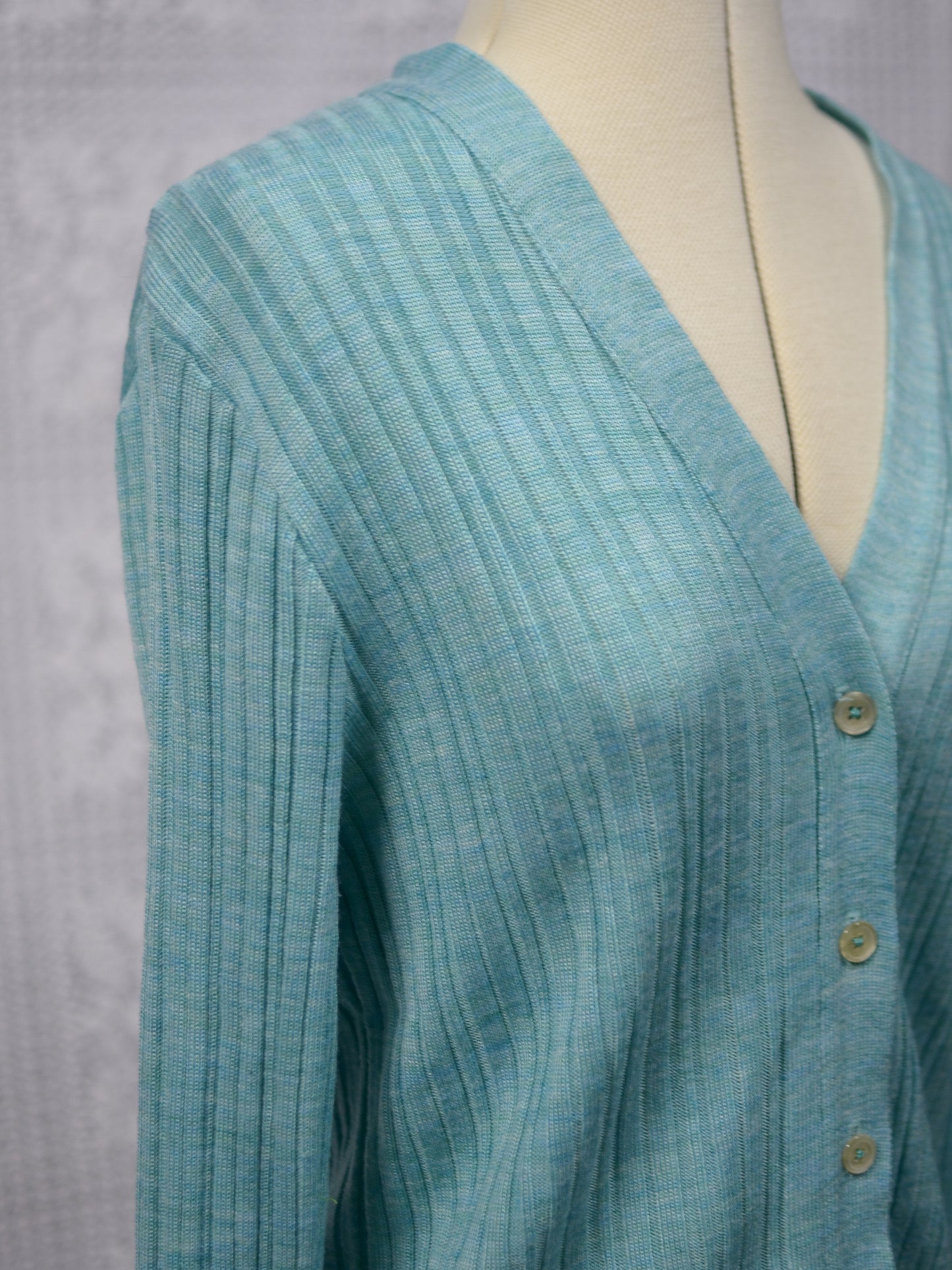 1980s St Michael mint green long line ribbed cardigan