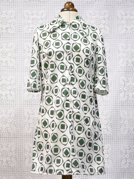 1960s St Michael crimplene abstract pattern collared mini dress