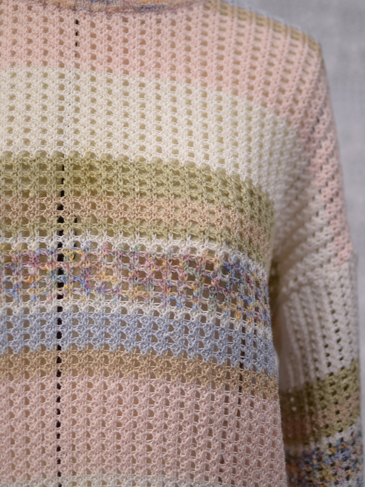 1980s Next pink, blue, white and brown striped knit cotton jumper