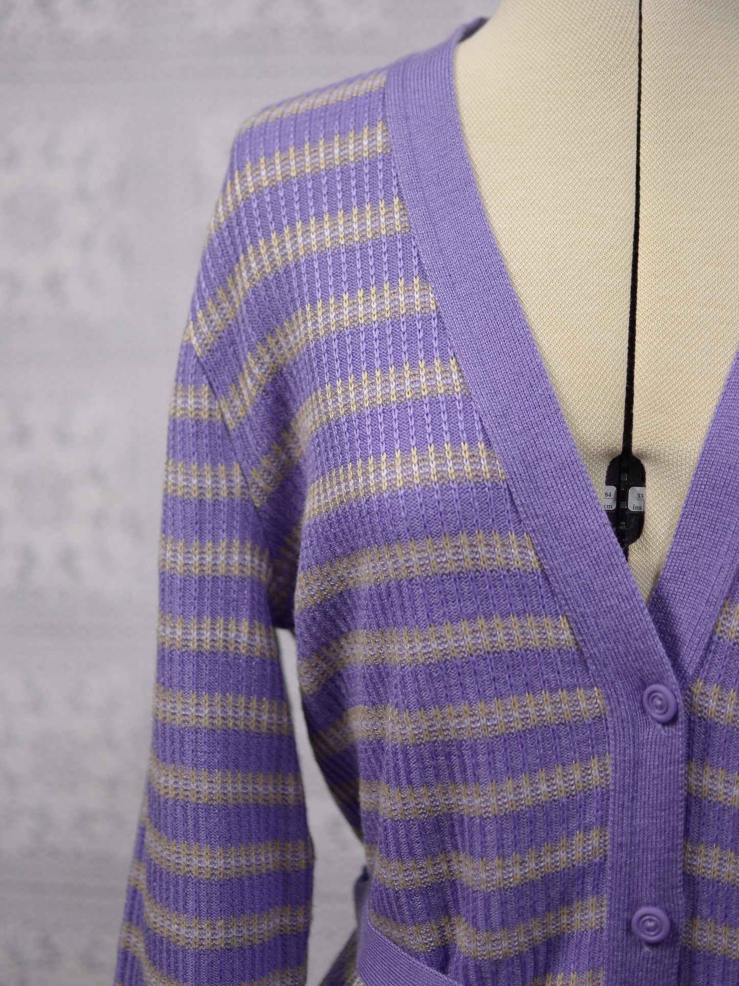 1970s St Michael lilac purple stripe long sleeve cardigan