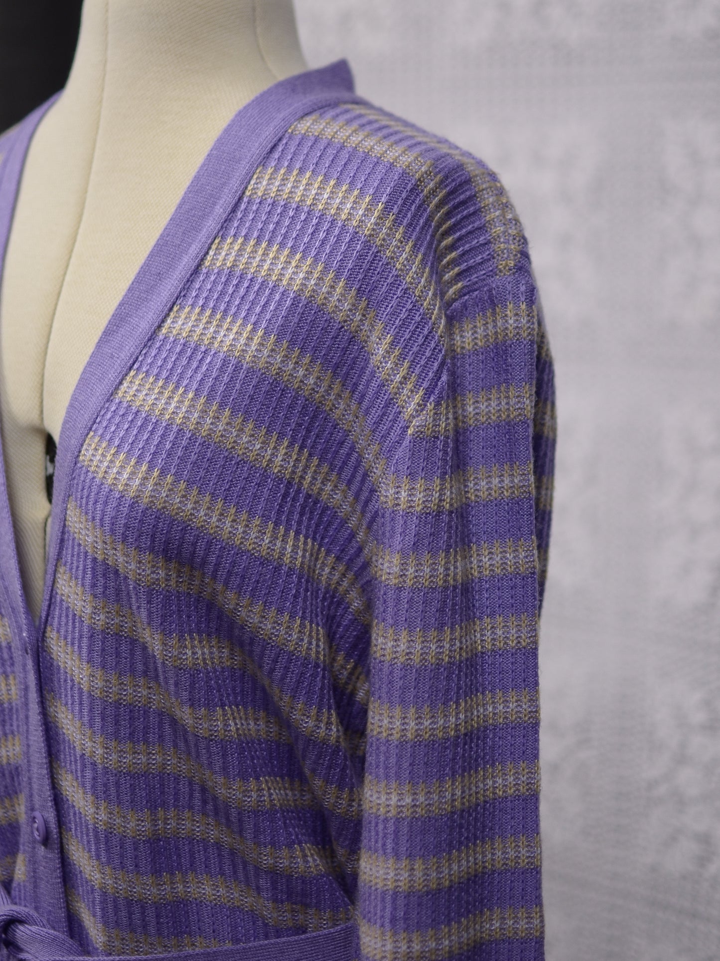 1970s St Michael lilac purple stripe long sleeve cardigan