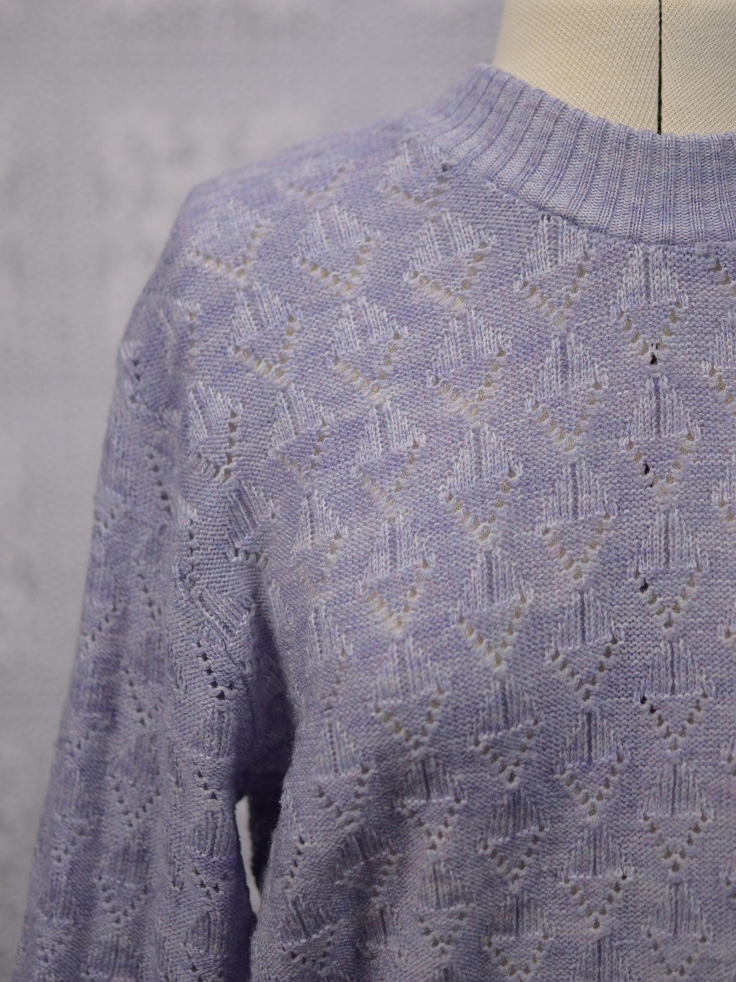 1990s lilac purple long sleeve patterned jumper