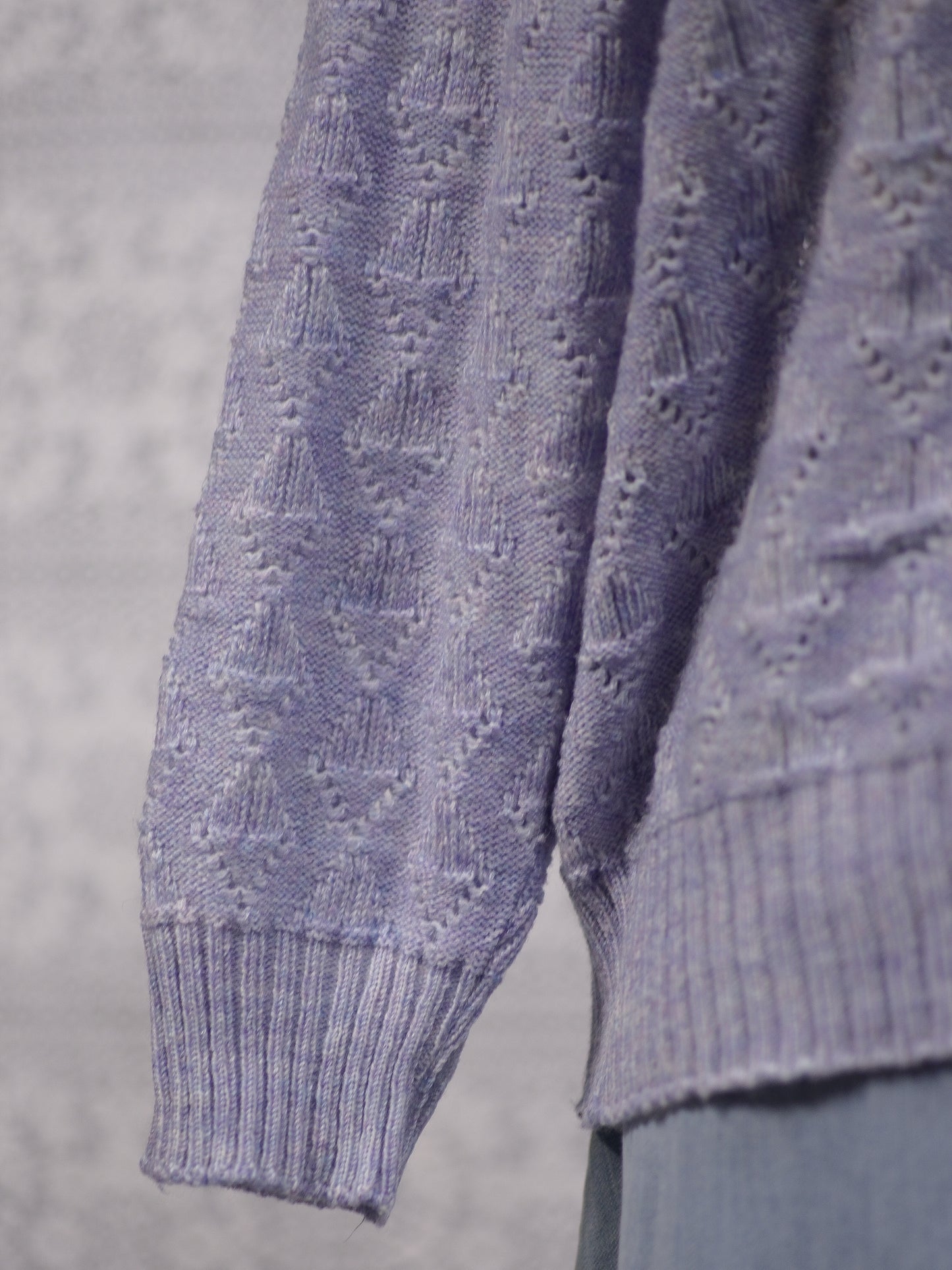 1990s lilac purple long sleeve patterned jumper