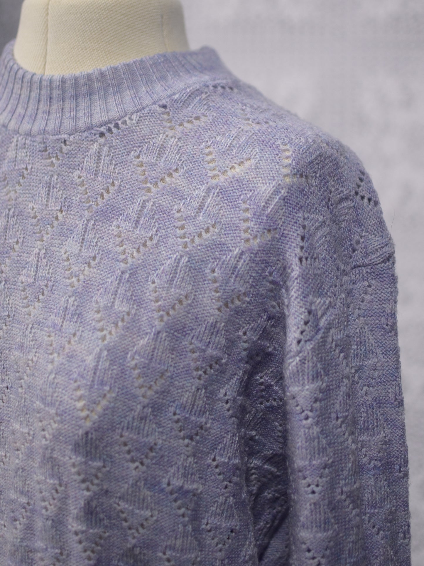 1990s lilac purple long sleeve patterned jumper