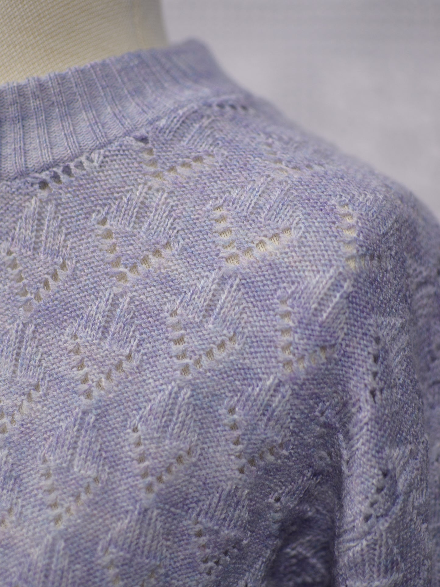 1990s lilac purple long sleeve patterned jumper