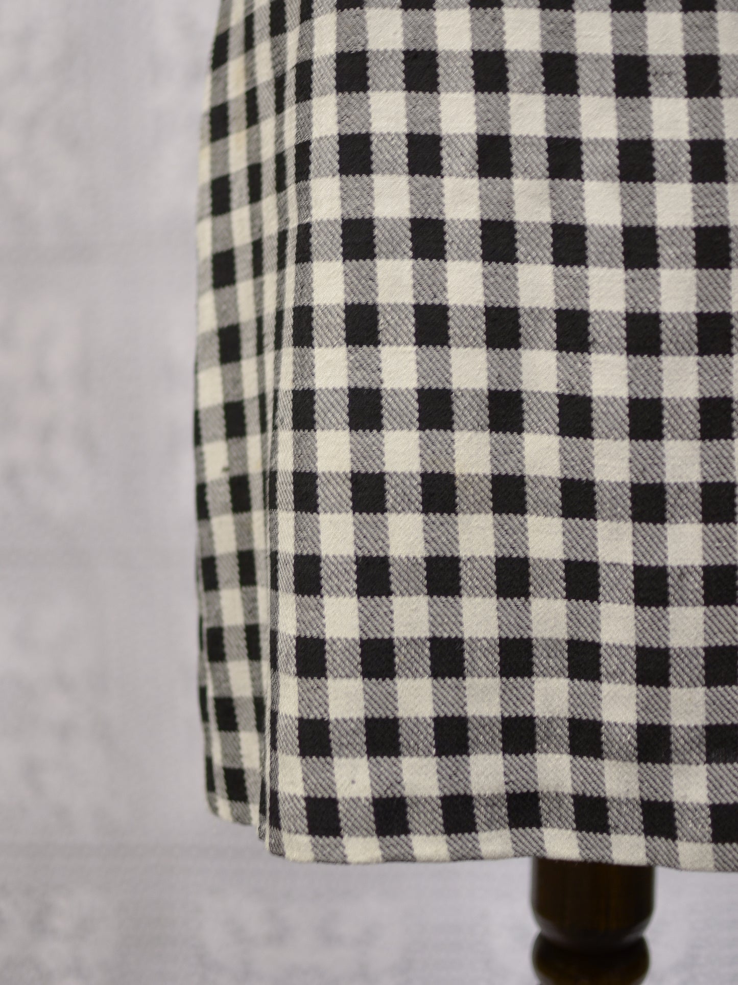 1990s cream and black gingham mini skirt