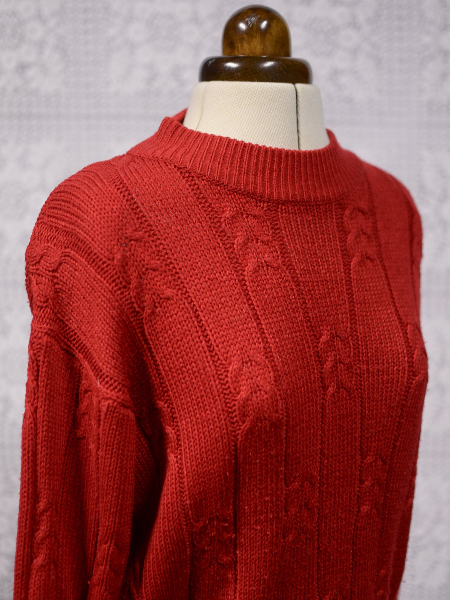 1990s Richards red cable knit cropped jumper