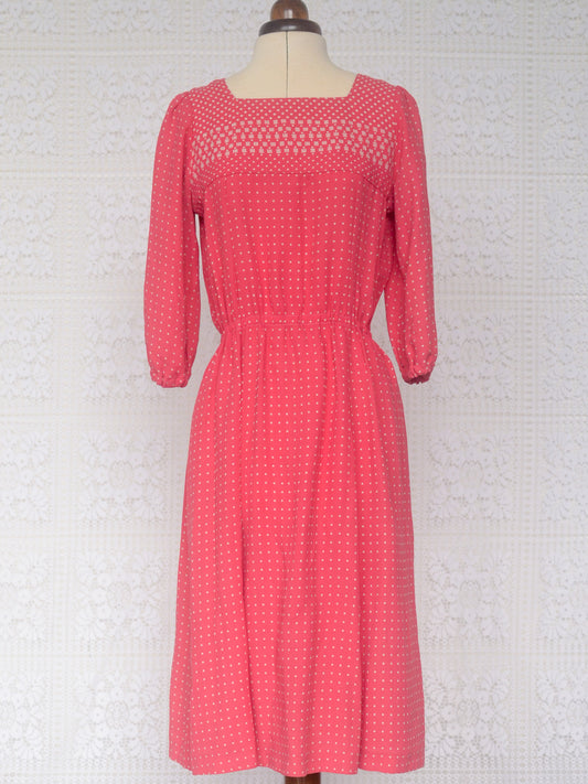 1970s pink French midi dress