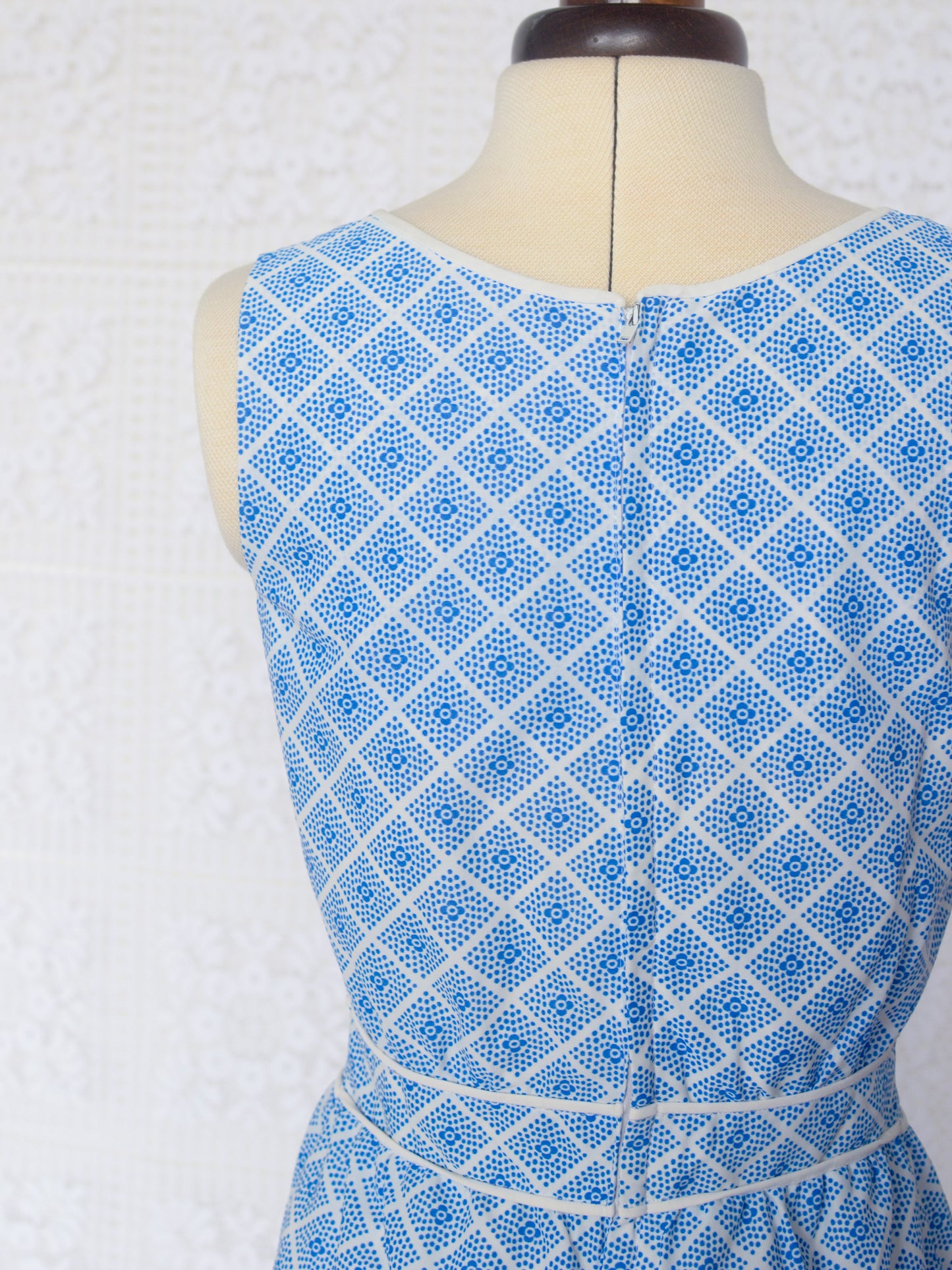 1960s St Michael blue and white flower print midi dress