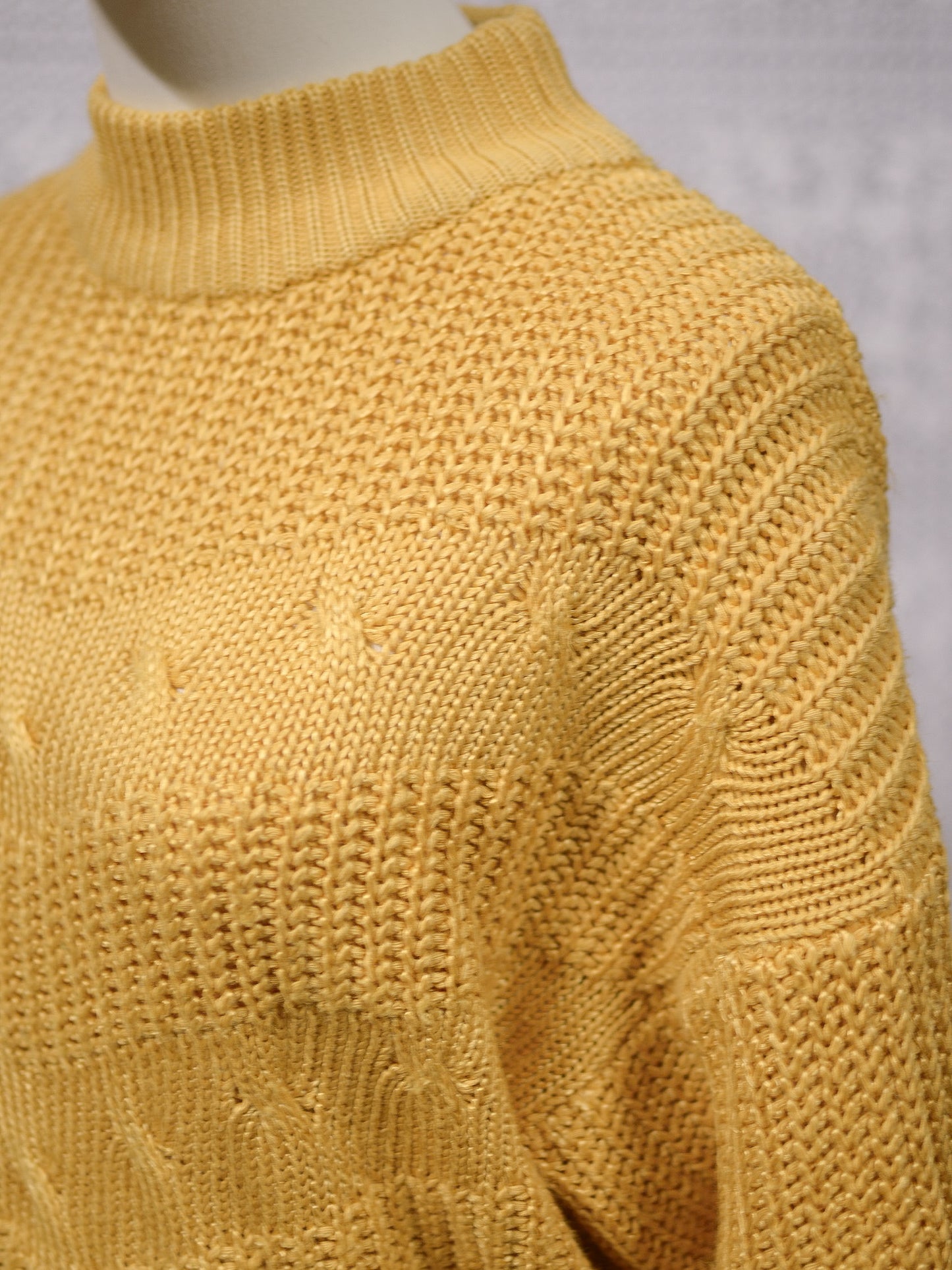 1980s mustard yellow cotton blend rib knit jumper