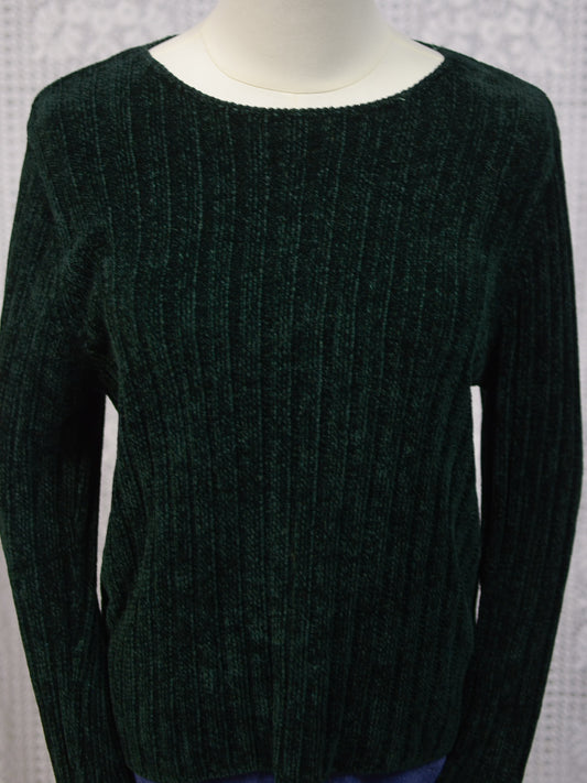 1990s St Michael dark green chenille ribbed jumper