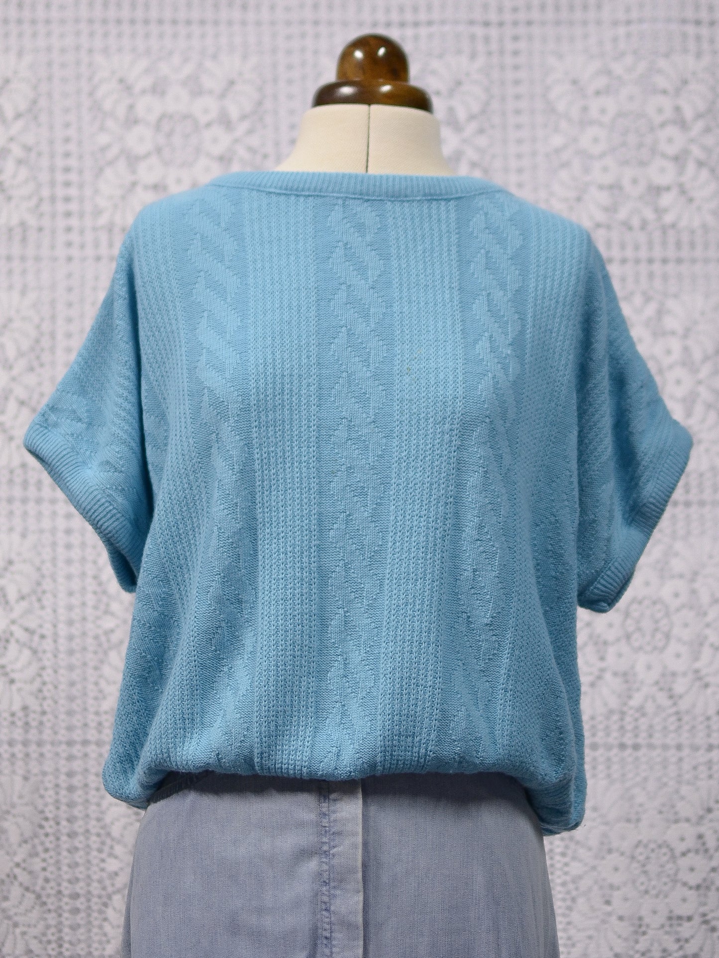 1980s turquoise slouchy sleeveless jumper
