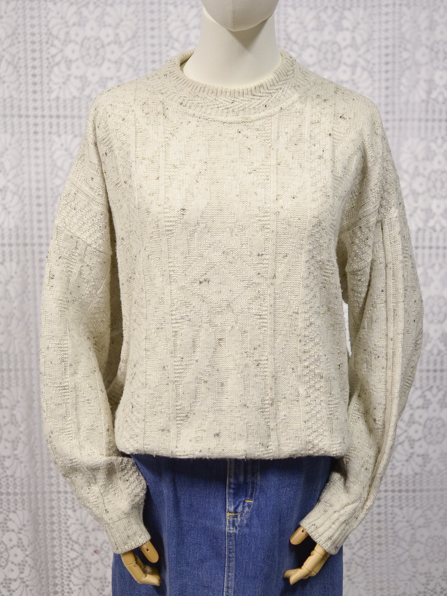 1990s C&A Oatmeal cable knit jumper