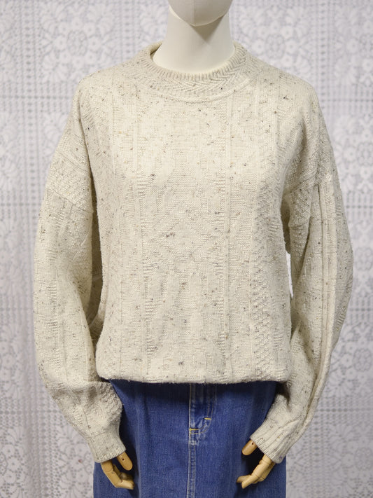 1990s C&A Oatmeal cable knit jumper
