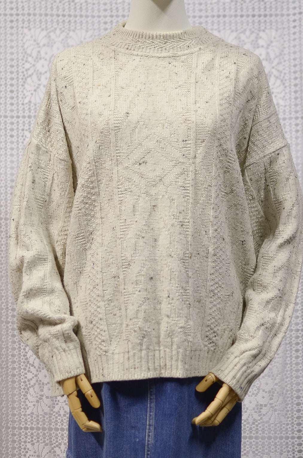 1990s C&A Oatmeal cable knit jumper