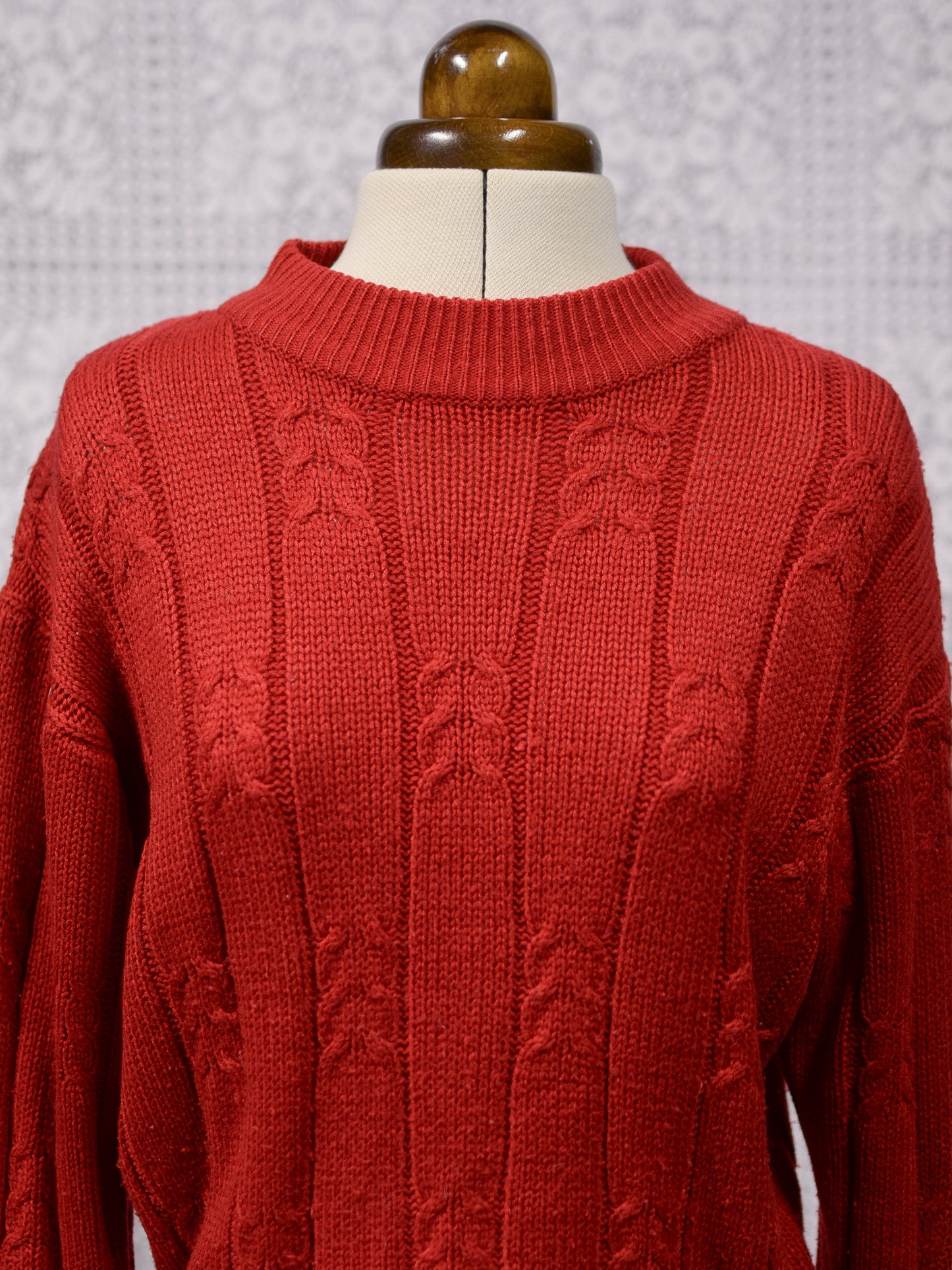 1990s Richards red cable knit cropped jumper