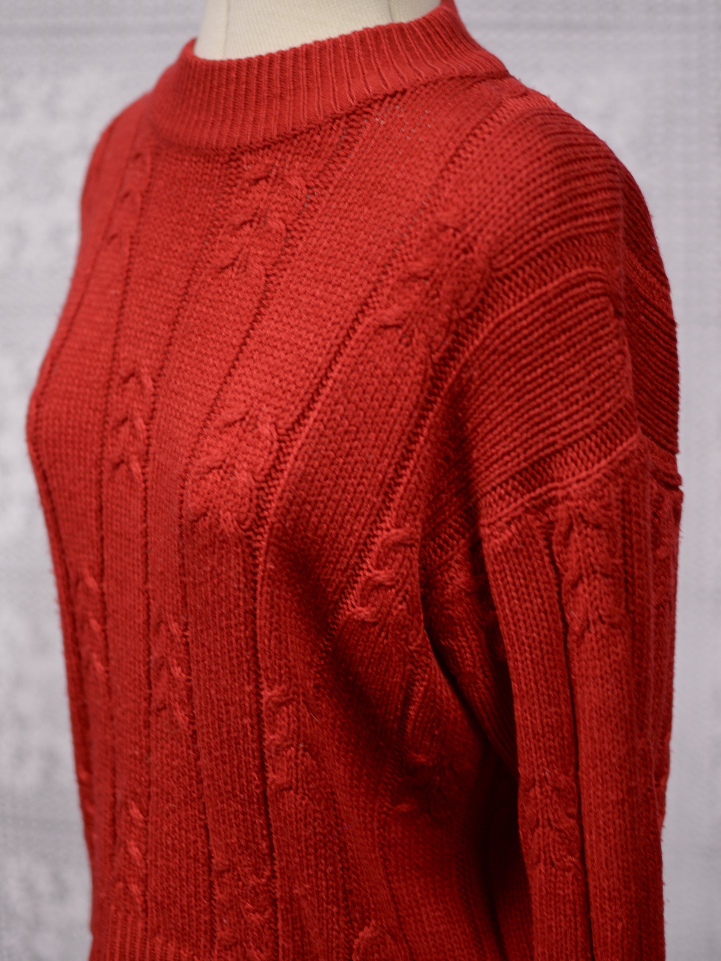 1990s Richards red cable knit cropped jumper