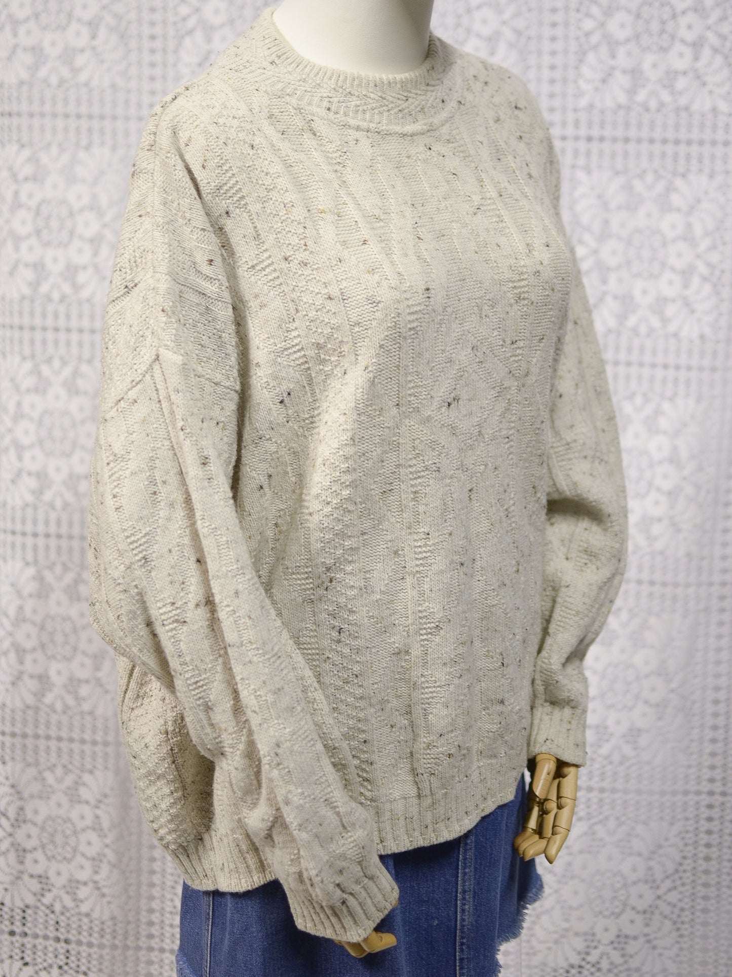 1990s C&A Oatmeal cable knit jumper