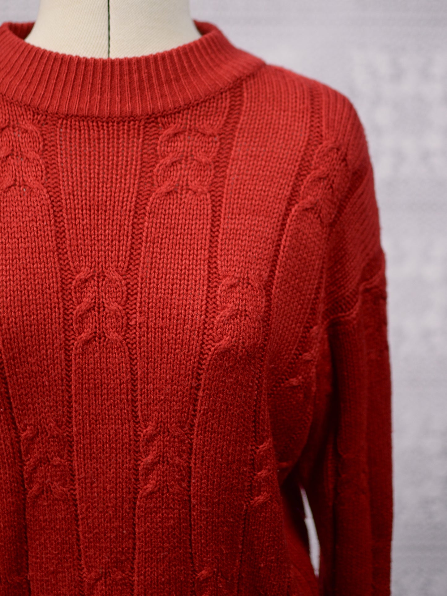 1990s Richards red cable knit cropped jumper